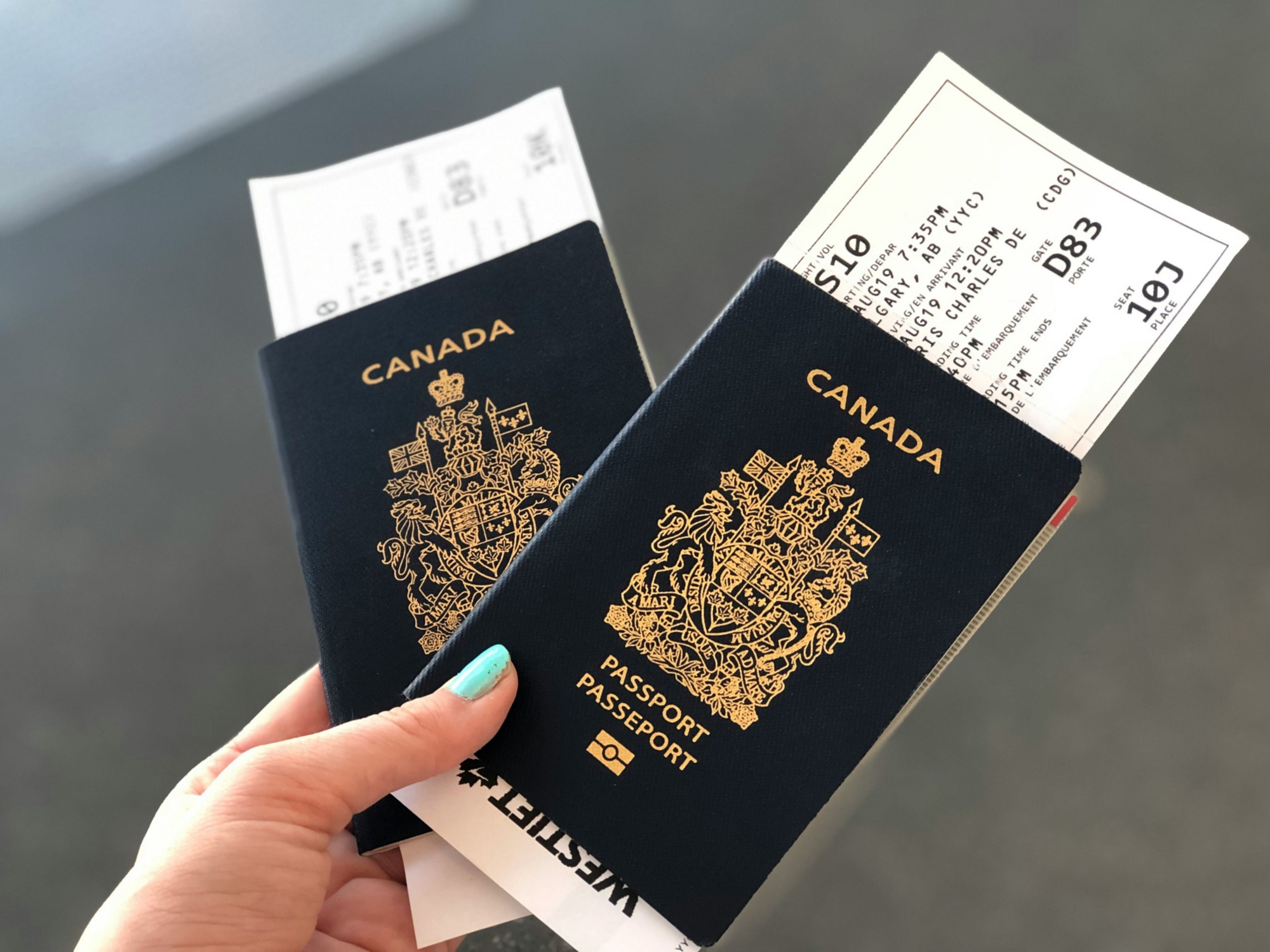 Documents like passport, license, and credit card for car rental